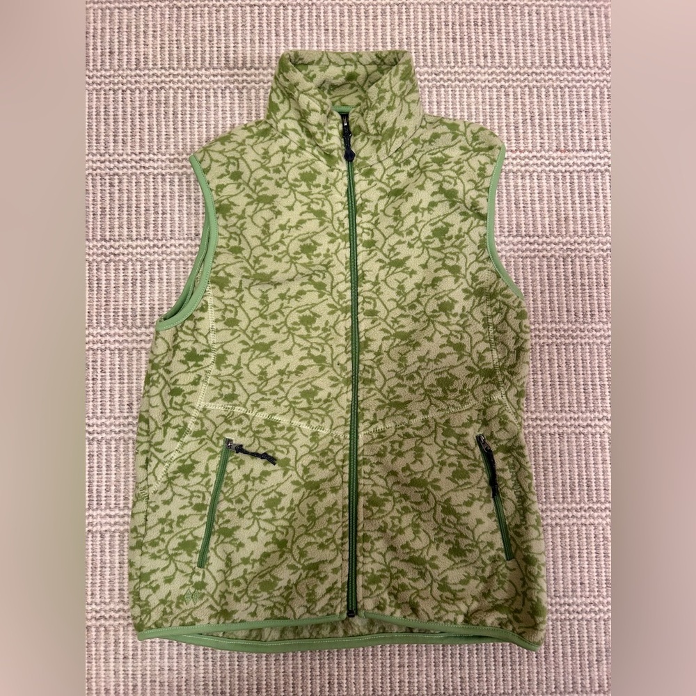Black Diamond Double Diamond Green Floral Fleece Vest — Size S